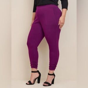 TORRID Crop Pull-On Skinny Studio Cupro High-Rise Side Cinch Pant